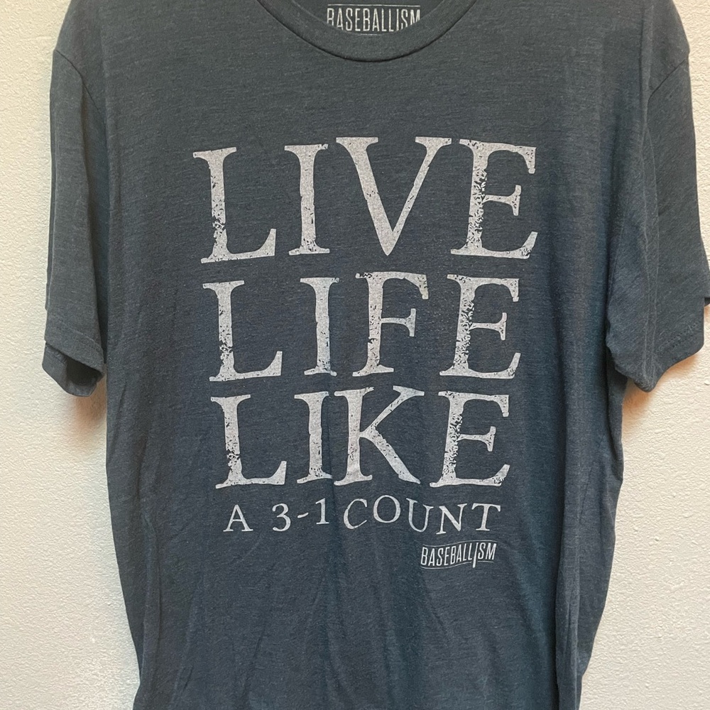 Gray Graphic Baseballism T-Shirt for Men Live Life Like A 3-1 Count